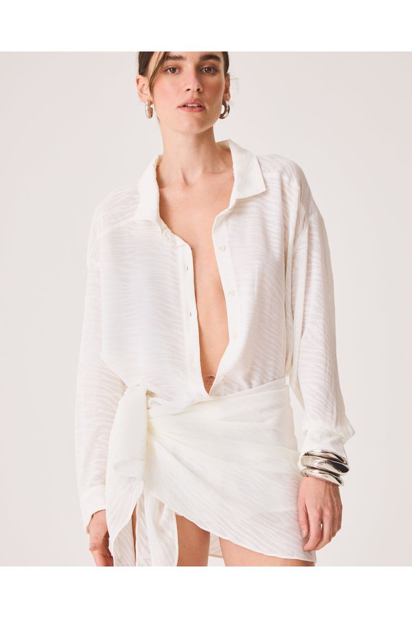 Saia Pareo Clair Branca Animal Print 