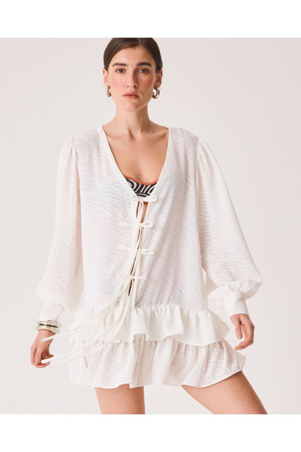 Vestido Eliz Branco Animal Print 