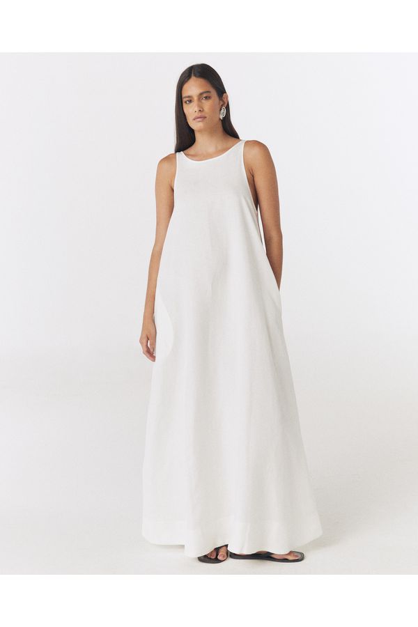 VESTIDO LONGO DE LINHO BRANCO LORI 
