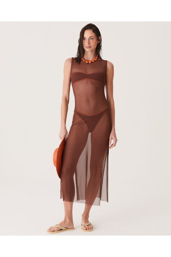 VESTIDO TULE MARROM GI NEW 