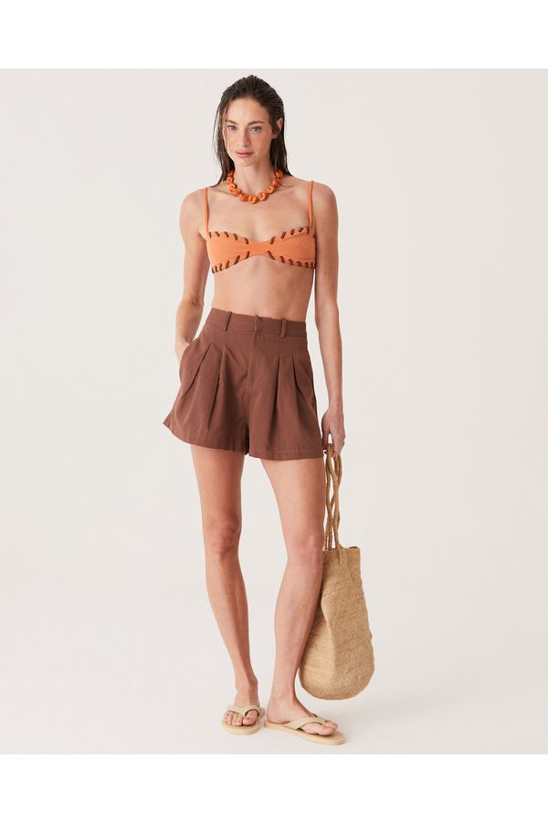 SHORT ALFAIATARIA DE LINHO MARROM PRI NEW