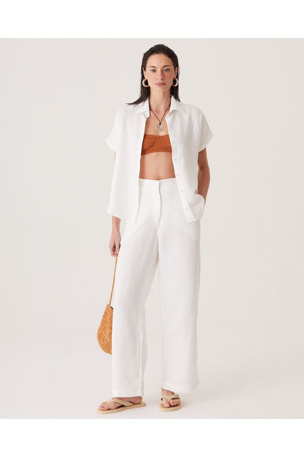 Pantacourt de Linho Off White Monica NEW