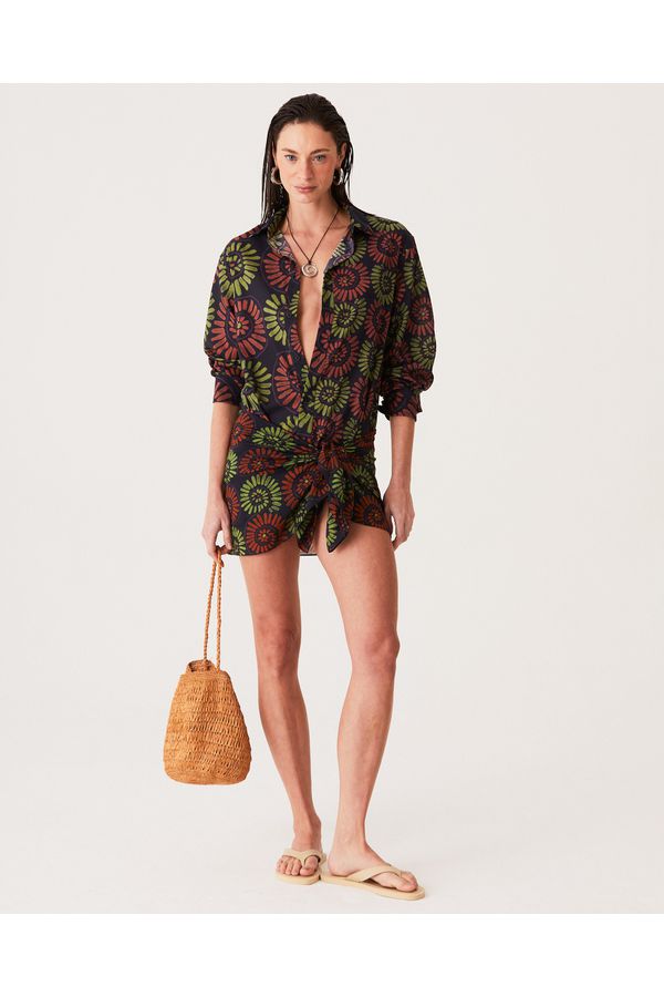 Camisa Gabi Estampa de Conchas em Algodão 