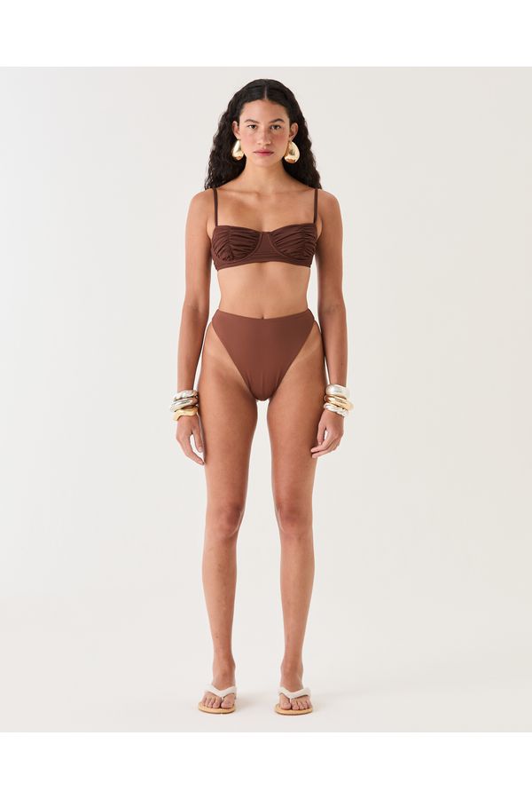 CALCINHA BIQUÍNI HOT PANTS CAVADA MARROM LIZ