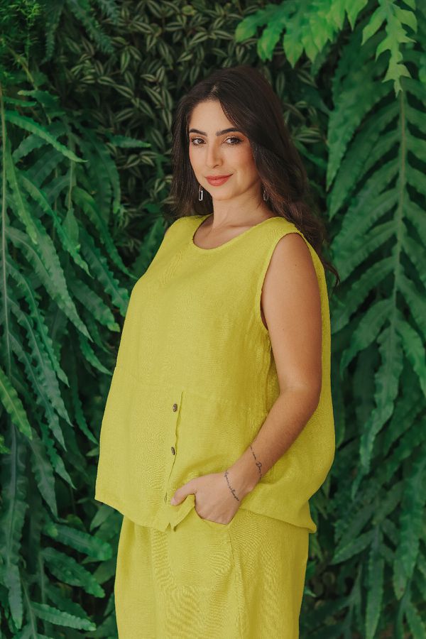 Conjunto Coraline Linho Italiano Verde Lima - Loja Linho Italiano