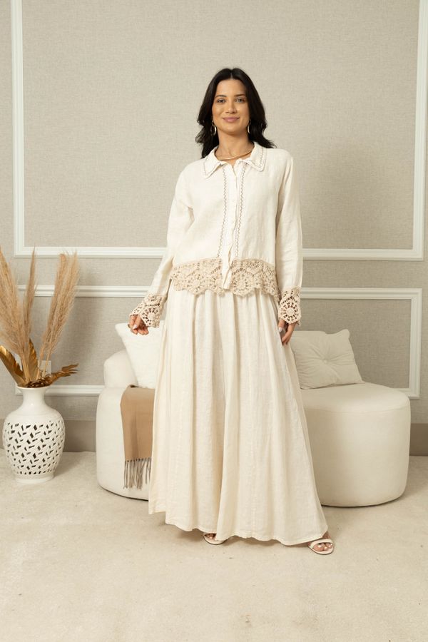 CALÇA LINA CJ BEGE - Loja Linho Italiano