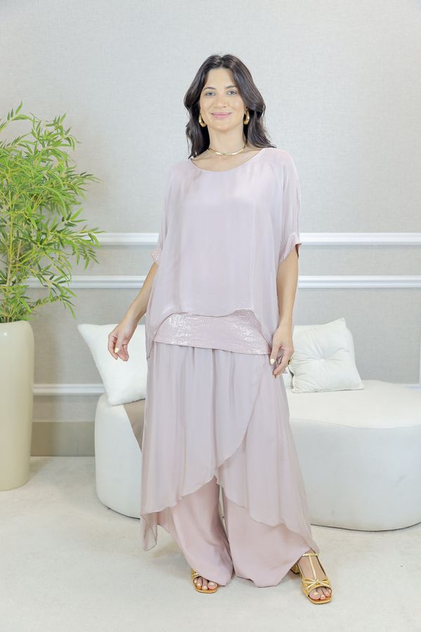 CONJUNTO AMOR PERFEITO ROSE SEDA ITALIANA - Loja Linho Italiano