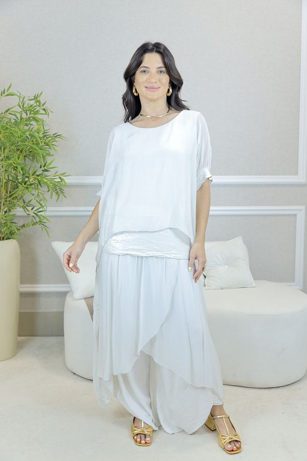 CONJUNTO AMOR PERFEITO BEGE SEDA ITALIANA - Loja Linho Italiano