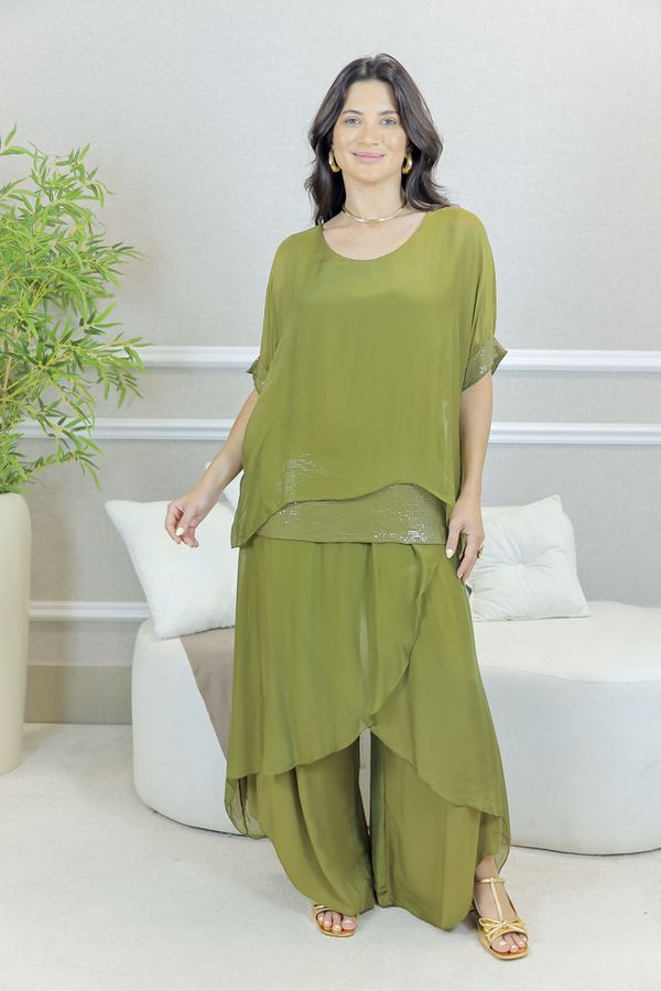 CONJUNTO AMOR PERFEITO PISTACHE SEDA ITALIANA - Loja Linho Italiano