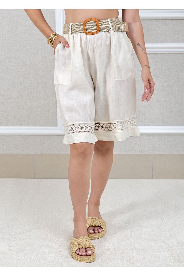 Bermuda Selena Linho Italiano Off White - Loja Linho Italiano