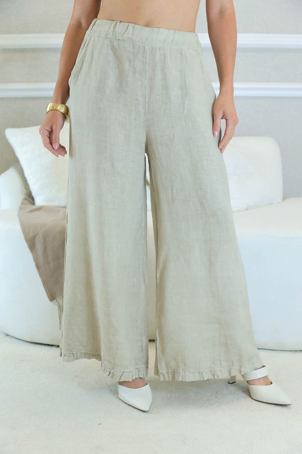 CALÇA TABATA BEGE ESCURO - Loja Linho Italiano