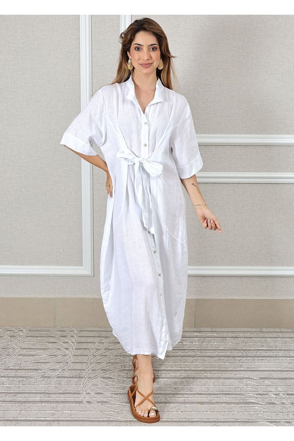 Chemise Sabrina Linho Italiano Branco - Loja Linho Italiano