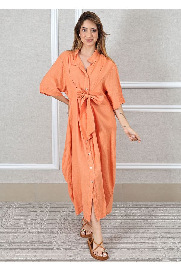 Chemise Sabrina Linho Italiano Laranja - Loja Linho Italiano