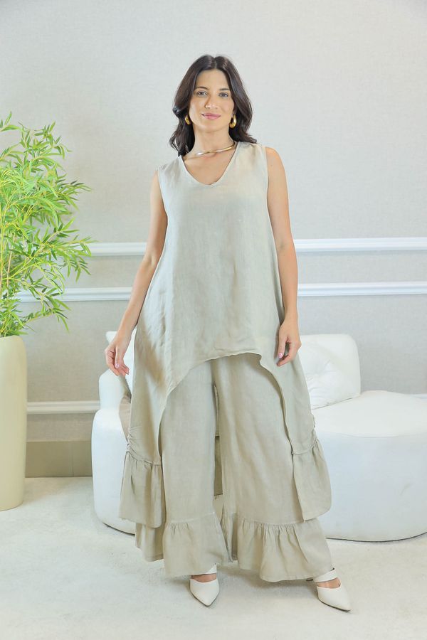 CONJUNTO MEL BEGE ESCURO - Loja Linho Italiano