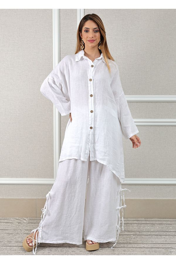Conjunto Flora Linho Italiano Branco - Loja Linho Italiano