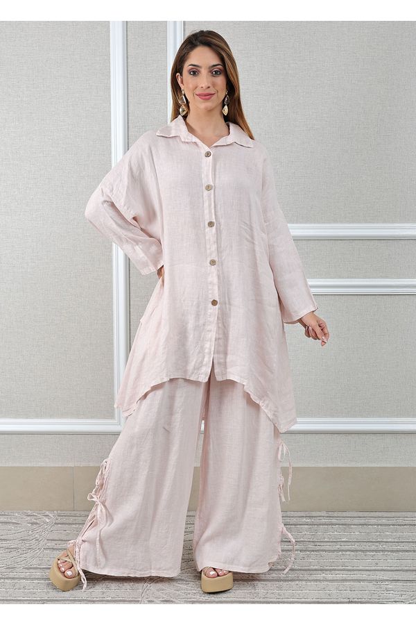 Conjunto Flora Linho Italiano Rosa Bebe - Loja Linho Italiano