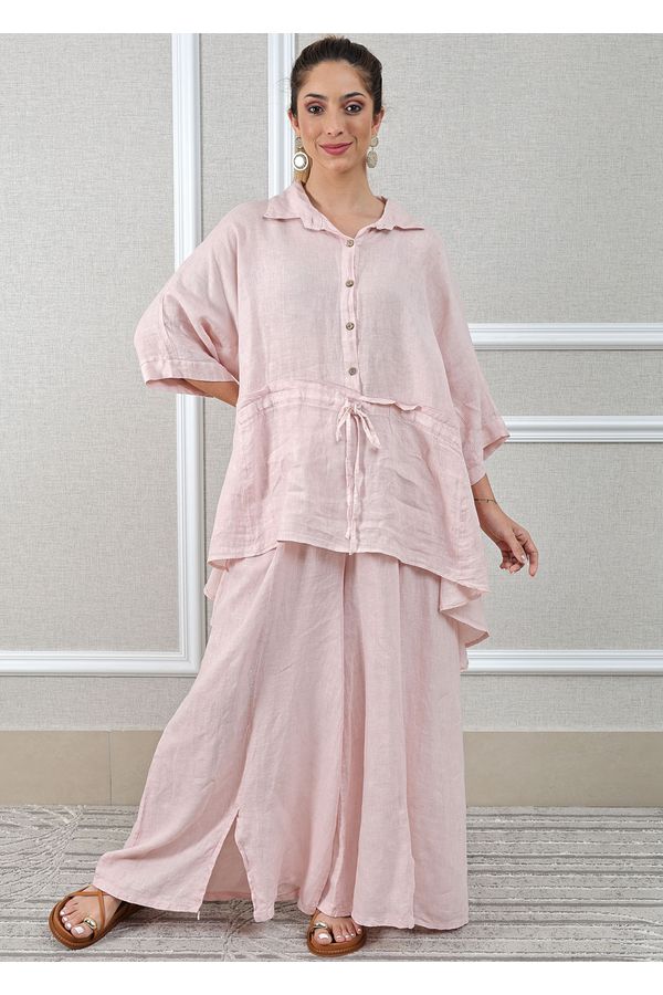 Conjunto Fatima Linho Italiano Rosa Bebe - Loja Linho Italiano