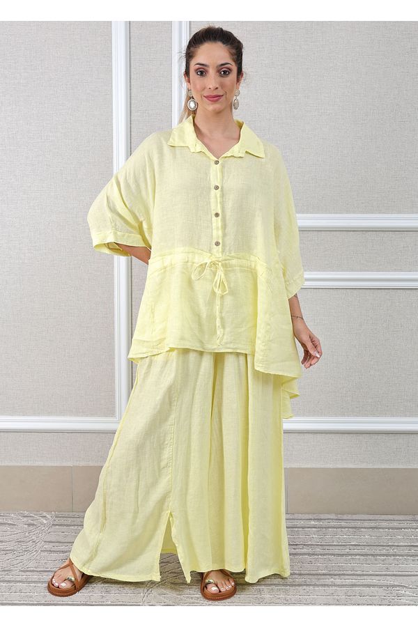 Conjunto Fatima Linho Italiano Amarelo - Loja Linho Italiano