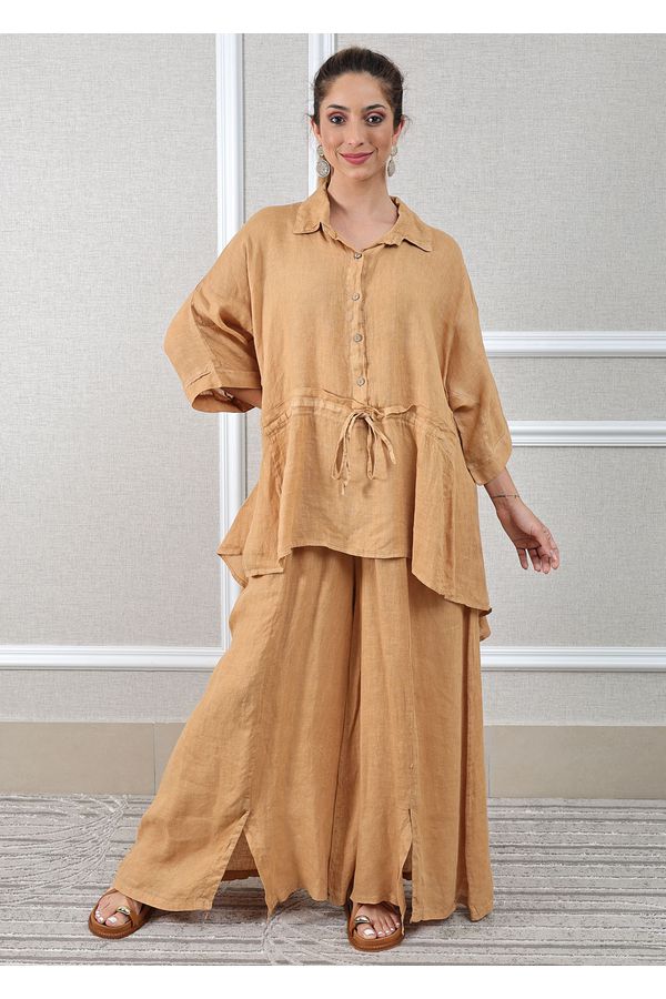 Conjunto Fatima Linho Italiano Caramelo - Loja Linho Italiano