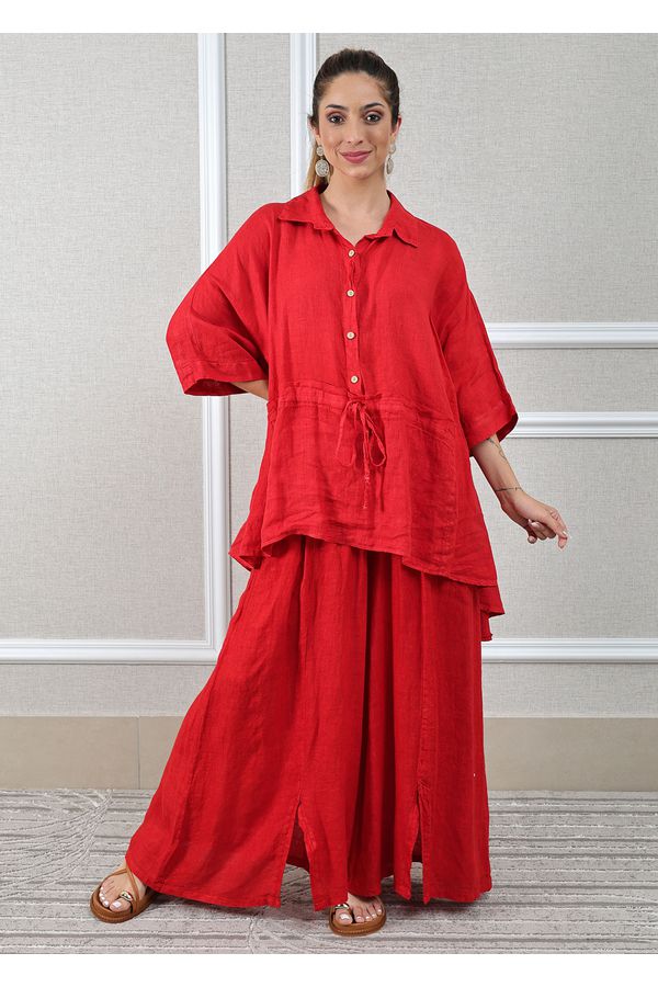 Conjunto Fatima Linho Italiano Vermelho - Loja Linho Italiano