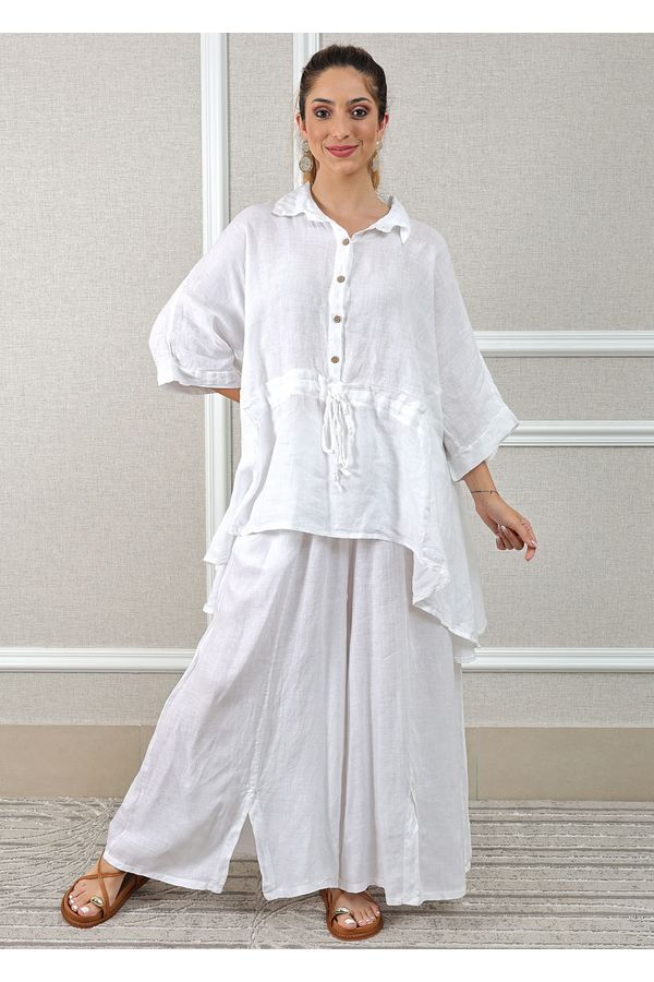 Conjunto Fatima Linho Italiano Branco - Loja Linho Italiano