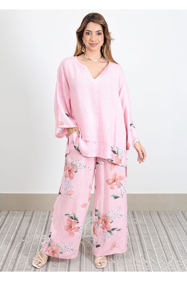 Conjunto Sophie Linho Italiano Rosa Chiclete - Loja Linho Italiano
