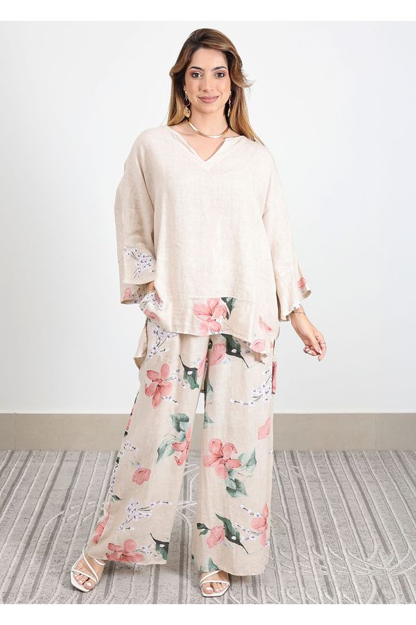 Conjunto Sophie Linho Italiano Bege - Loja Linho Italiano