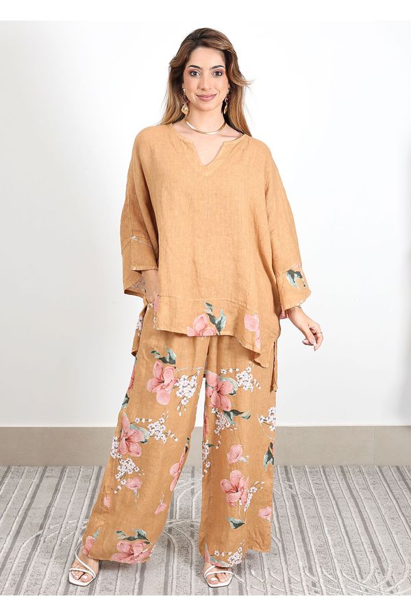 Conjunto Sophie Linho Italiano Caramelo - Loja Linho Italiano