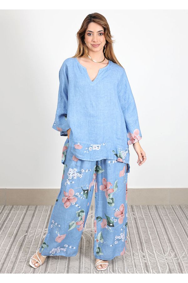 Conjunto Sophie Linho Italiano Azul Hortência - Loja Linho Italiano