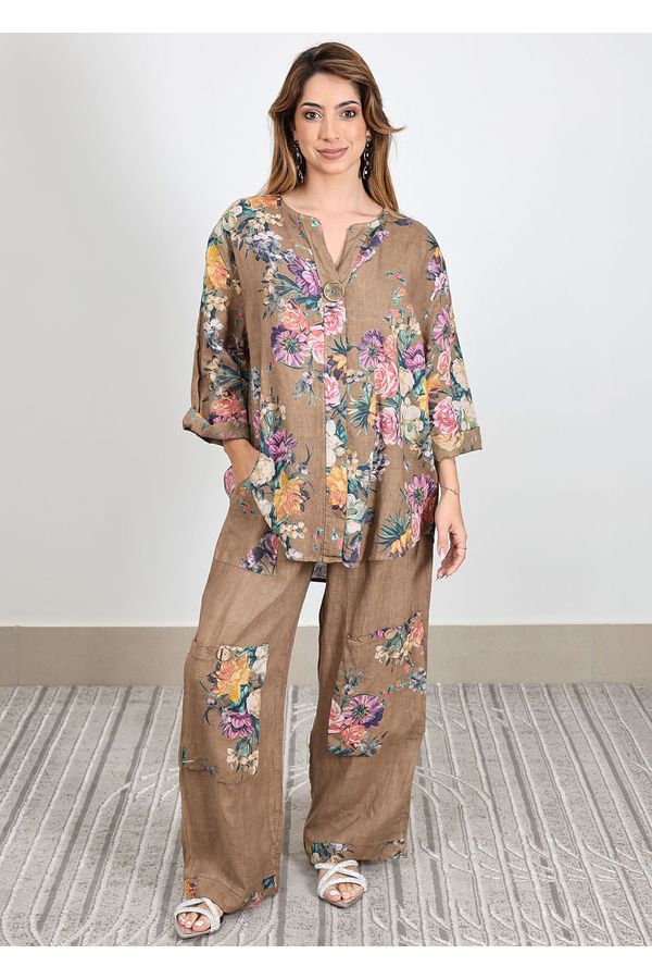 Conjunto Jaqueline Linho Italiano Caramelo - Loja Linho Italiano