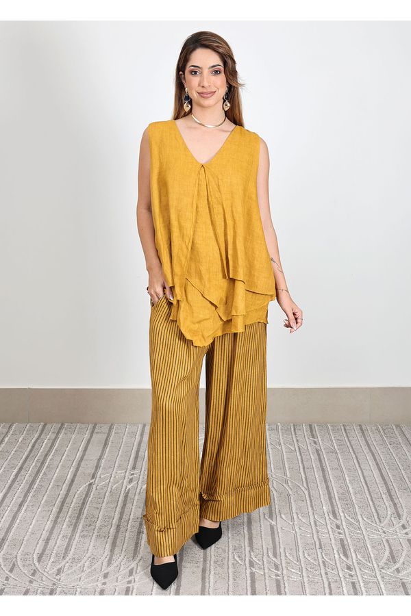Conjunto Cristina Linho Italiano Açafrão - Loja Linho Italiano