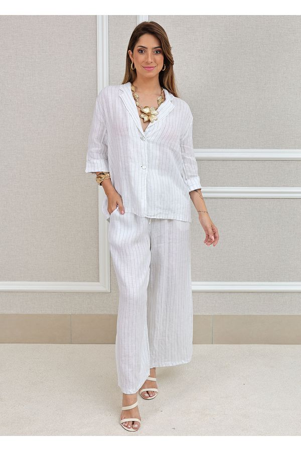Conjunto Nayara Linho Italiano Branco - Loja Linho Italiano