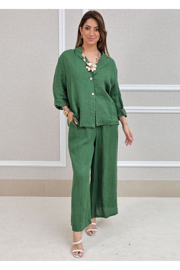 Conjunto Nayara Linho Italiano Verde Bandeira - Loja Linho Italiano