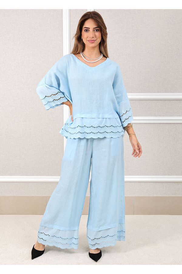 Conjunto Lys Linho Italiano Azul Bebe - Loja Linho Italiano