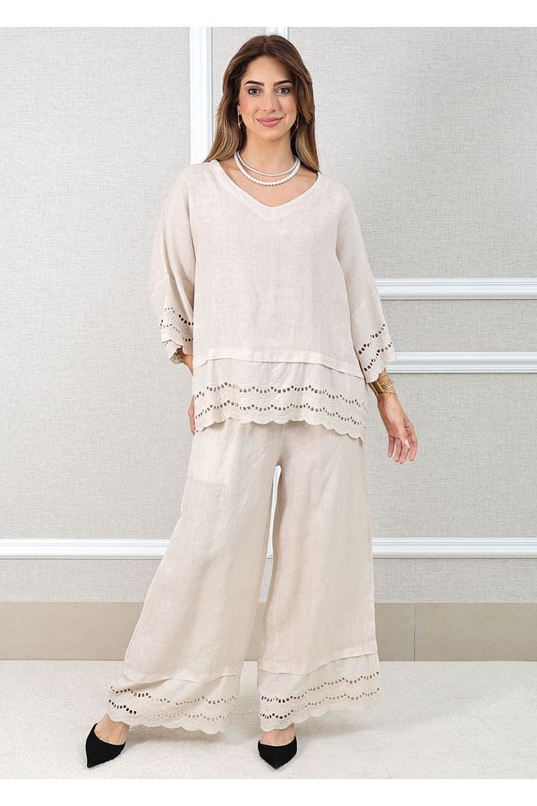Conjunto Lys Linho Italiano Bege - Loja Linho Italiano