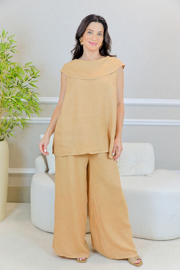 CONJUNTO DAFNE CARAMELO - Loja Linho Italiano