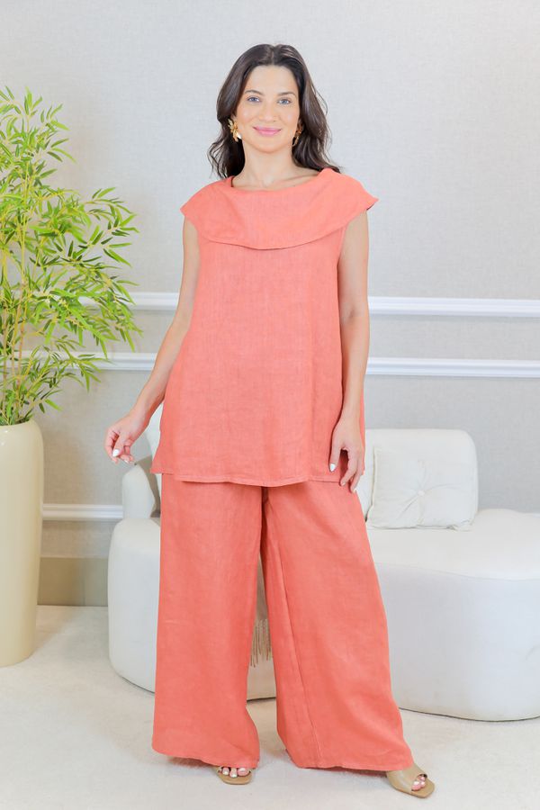 CONJUNTO DAFNE GOIABA - Loja Linho Italiano