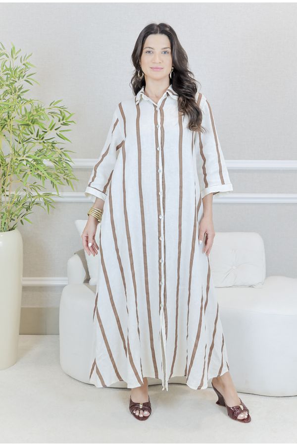 CHEMISE GEISA MARROM - Loja Linho Italiano