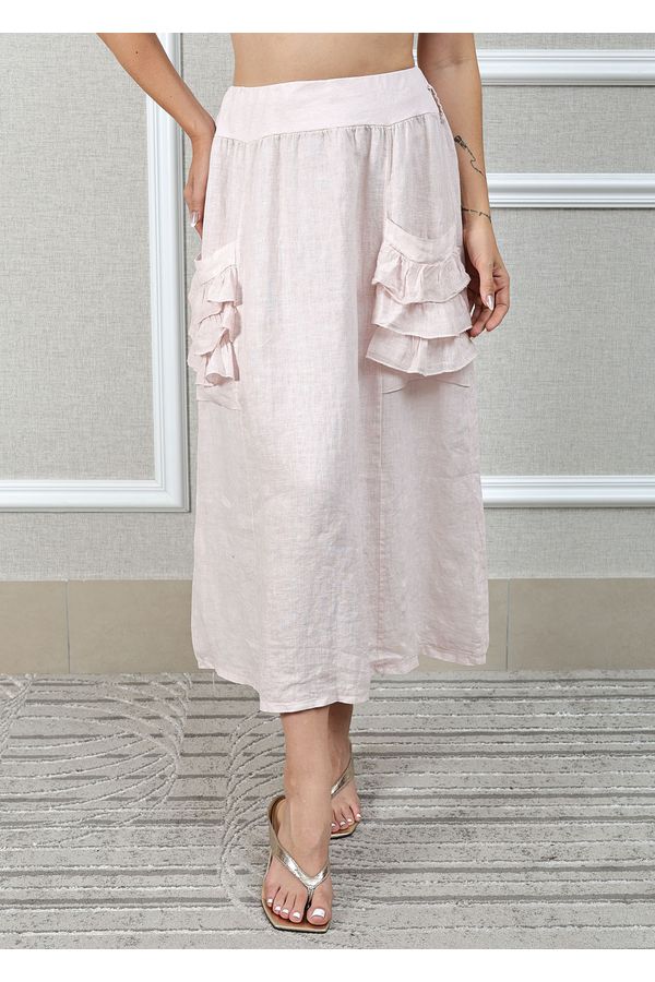 Saia Adriana Linho Italiano Rosa Bebe - Loja Linho Italiano