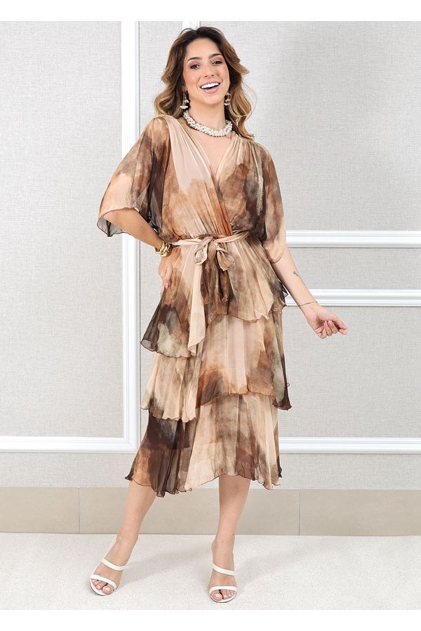 Vestido Mia Seda Italiana Caramelo - Loja Linho Italiano