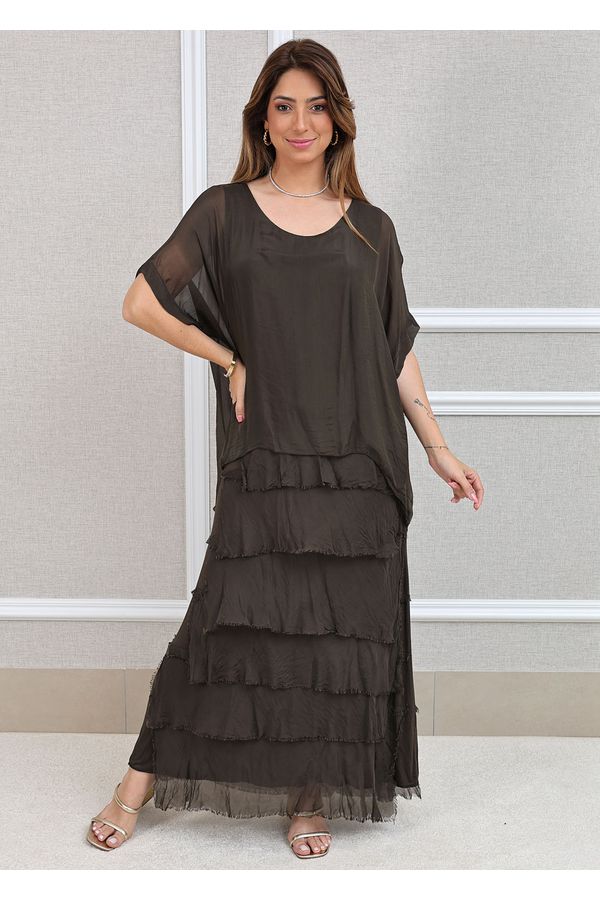 Vestido Pietra Seda Italiana Marrom - Loja Linho Italiano