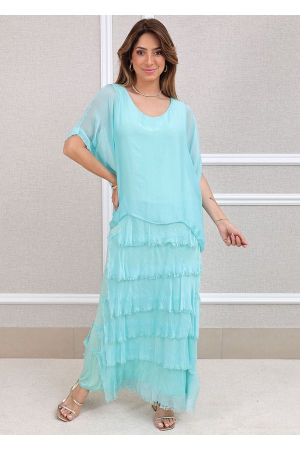 Vestido Pietra Seda Italiana Verde Água - Loja Linho Italiano