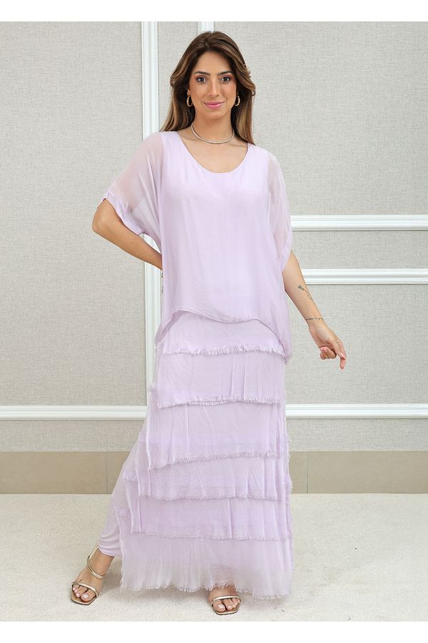 Vestido Julia Seda Italiana Lilás . - Loja Linho Italiano