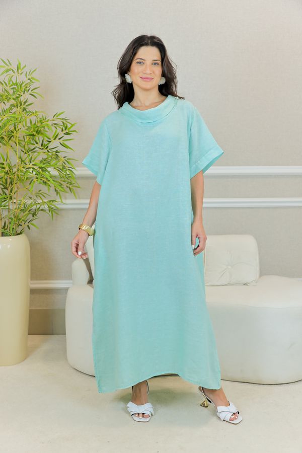 TUNICA ZULEICA VERDE AGUA - Loja Linho Italiano