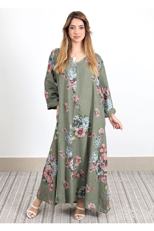 Vestido Liana Linho Italiano Verde Militar - Loja Linho Italiano