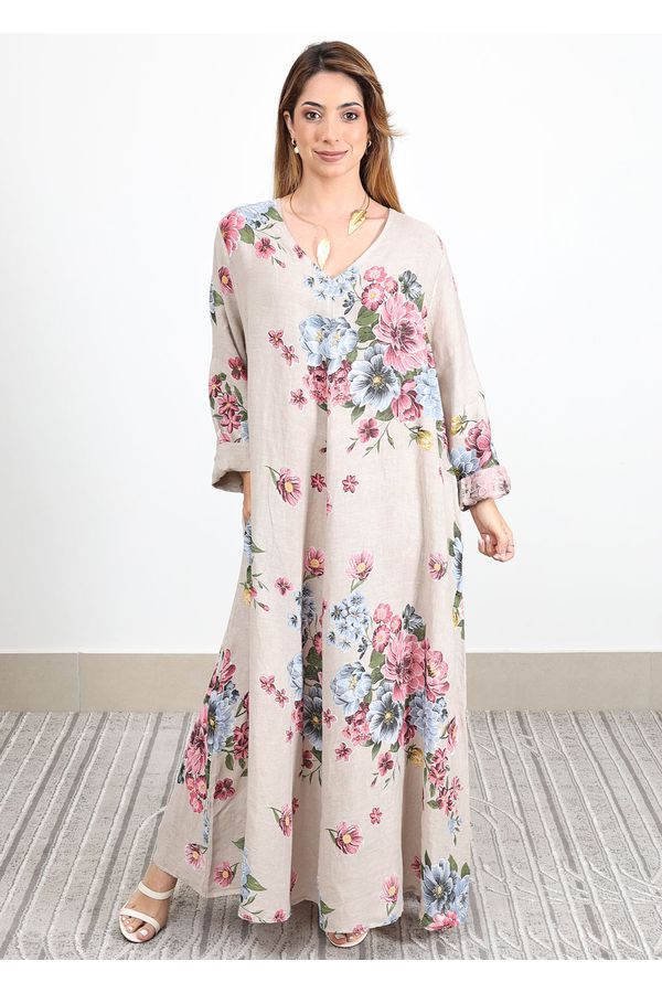 Vestido Liana Linho Italiano Bege - Loja Linho Italiano