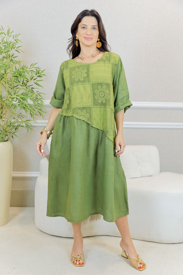 VESTIDO ALANA PISTACHE - Loja Linho Italiano