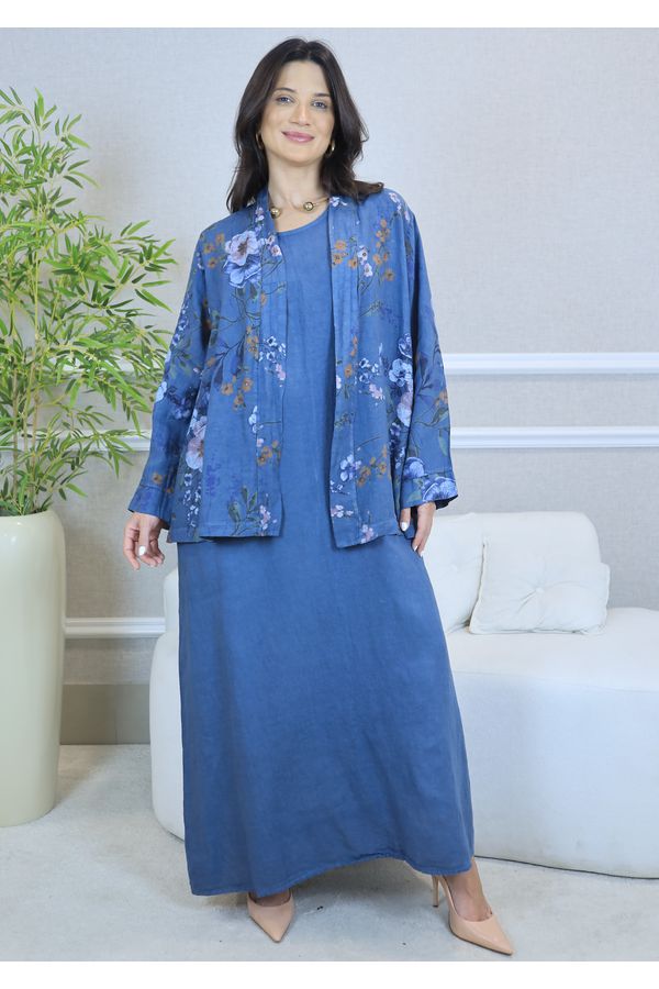 VESTIDO ANA COM CASAQUETO ANA JEANS - Loja Linho Italiano