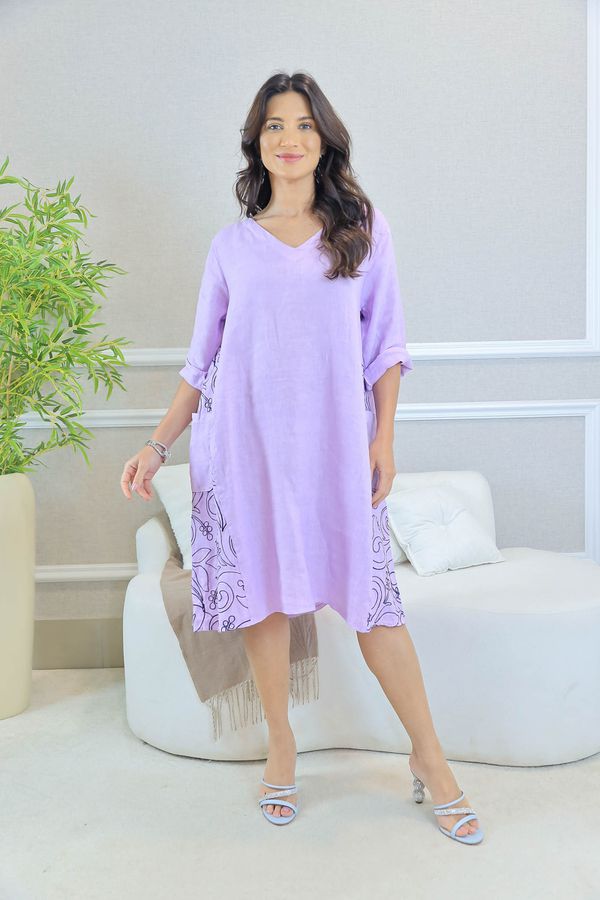 VESTIDO CLAUDIA RAIA LAVANDA - Loja Linho Italiano