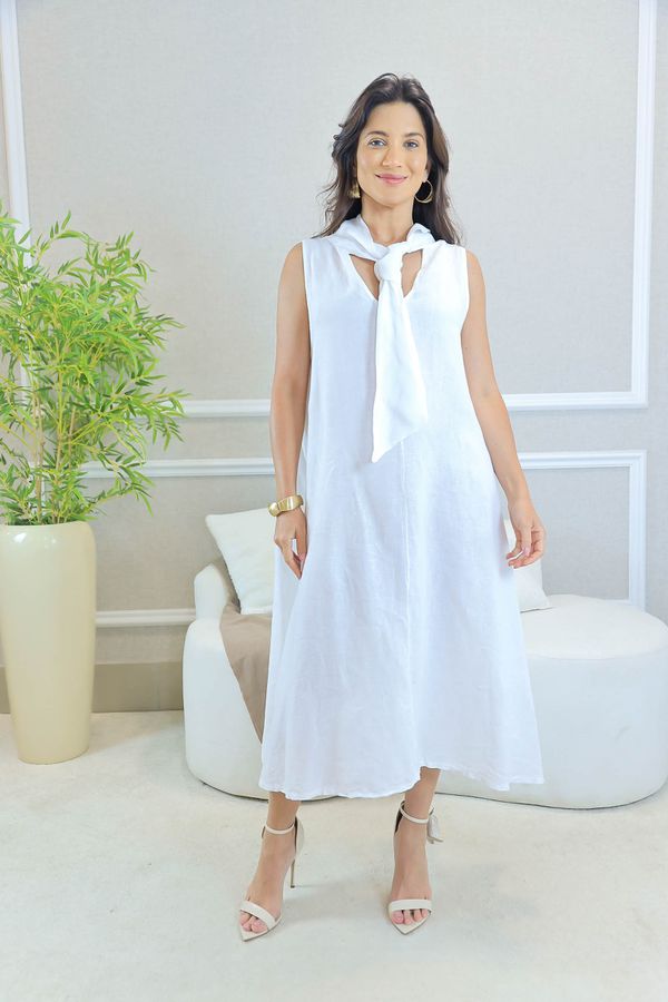 VESTIDO KIMBERLI BRANCO - Loja Linho Italiano